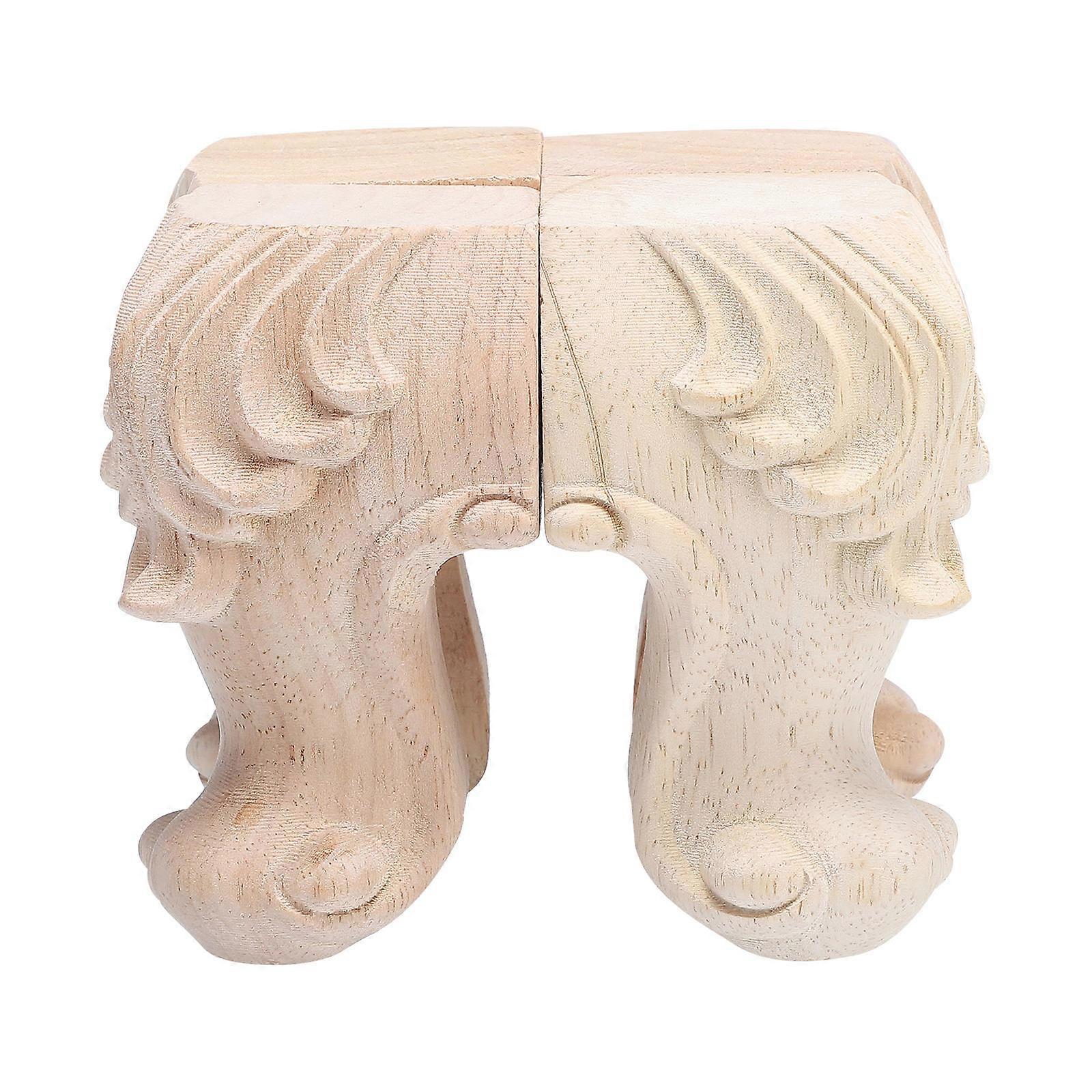 Wooden Table Legs with Rose Carvings for Furniture Use Beige Color High Weight Capacity Timber 4 Pieces