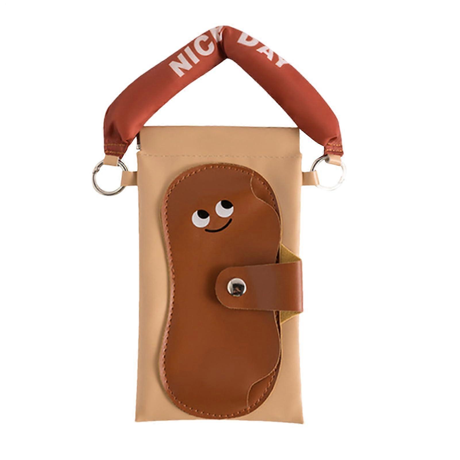 Sunglasses Case and Mobile Phone Storage Bag, Faux Leather Waterproof 2-in-1 Glasses Case with Carry Strap in Khaki