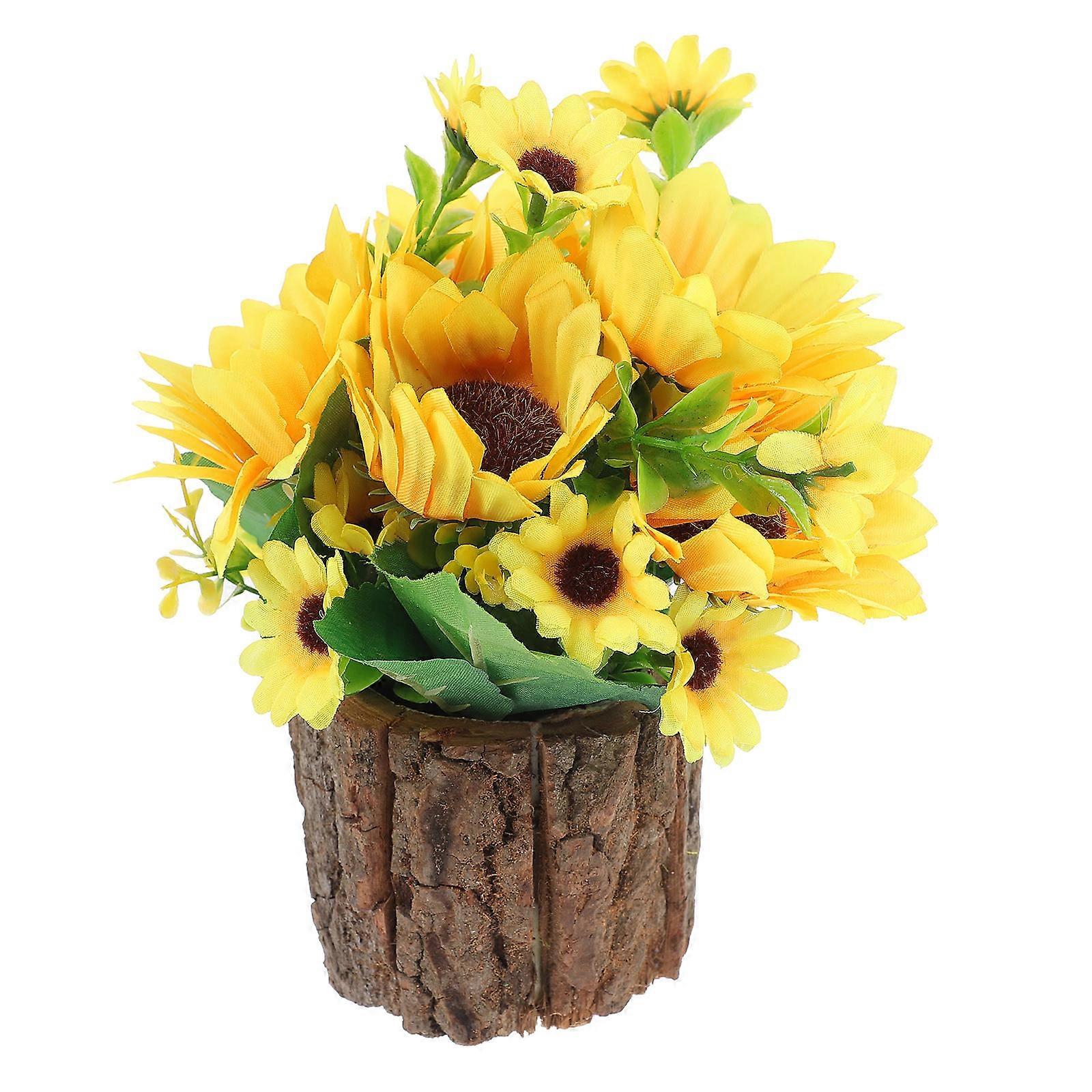 Rustic Planter Box Wooden Flower Bucket For Home Decor Round Shape Multi Color 1Pcs