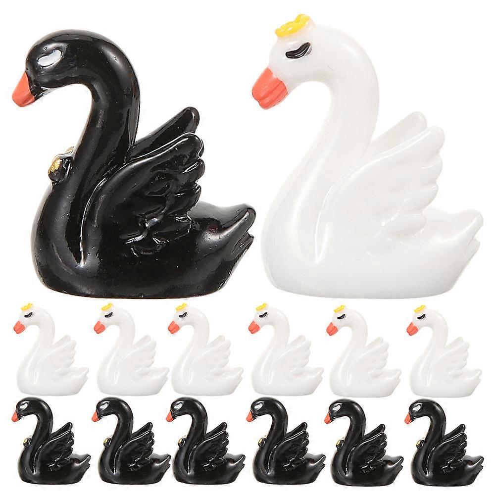 24pcs Mini Swan Figurines Resin Decorative Miniature Animals for Garden Home Office Decor Craft with Delicate Details Black and White Small Ornaments