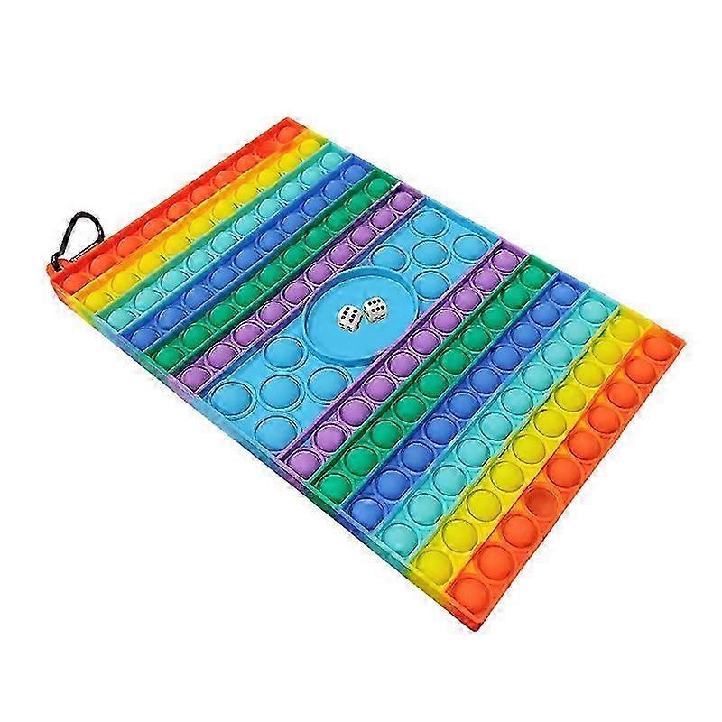 KATEA Big Pop Pops Poppers it Board Game Toy, Jumbo Rainbow Chess Game Board with Dice, Silicone Giant Push Bubble Fidget Game Toy for Stress Relief