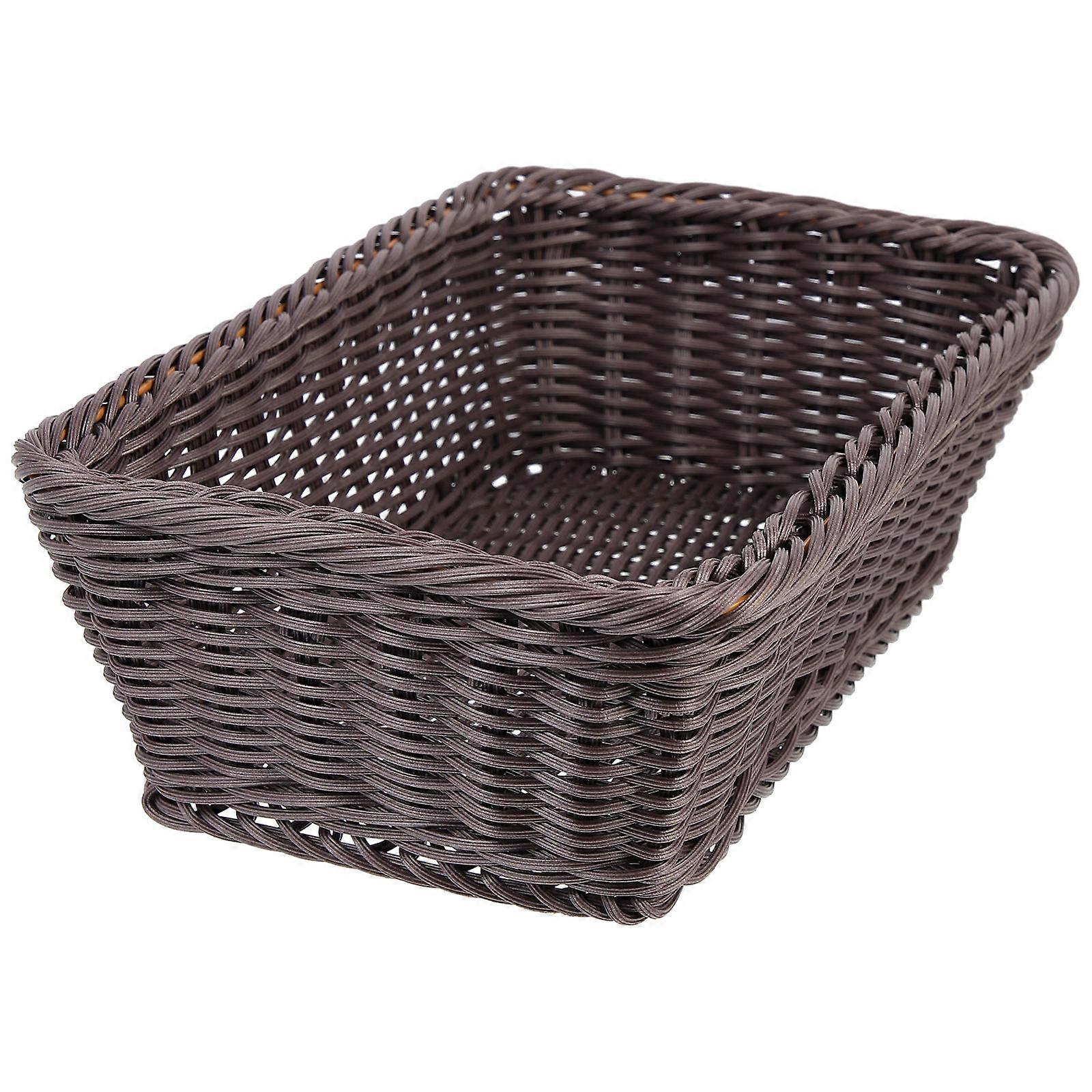 Woven Basket for Storage Use Coffee Color Fits Various Scenes 7 x 4.5 x 5 Inches