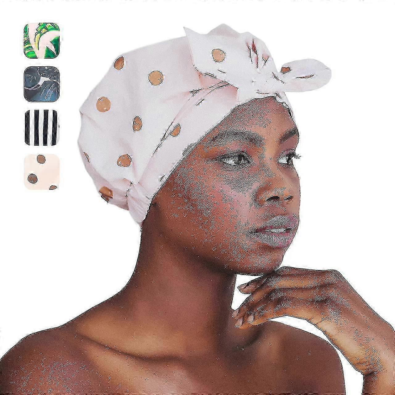 Touca de banho de luxo para mulheres-Touca reutilizável para cabelos longos com aderência antiderrapante | Boné de cabelo à prova d'água com ajustes de tamanho único