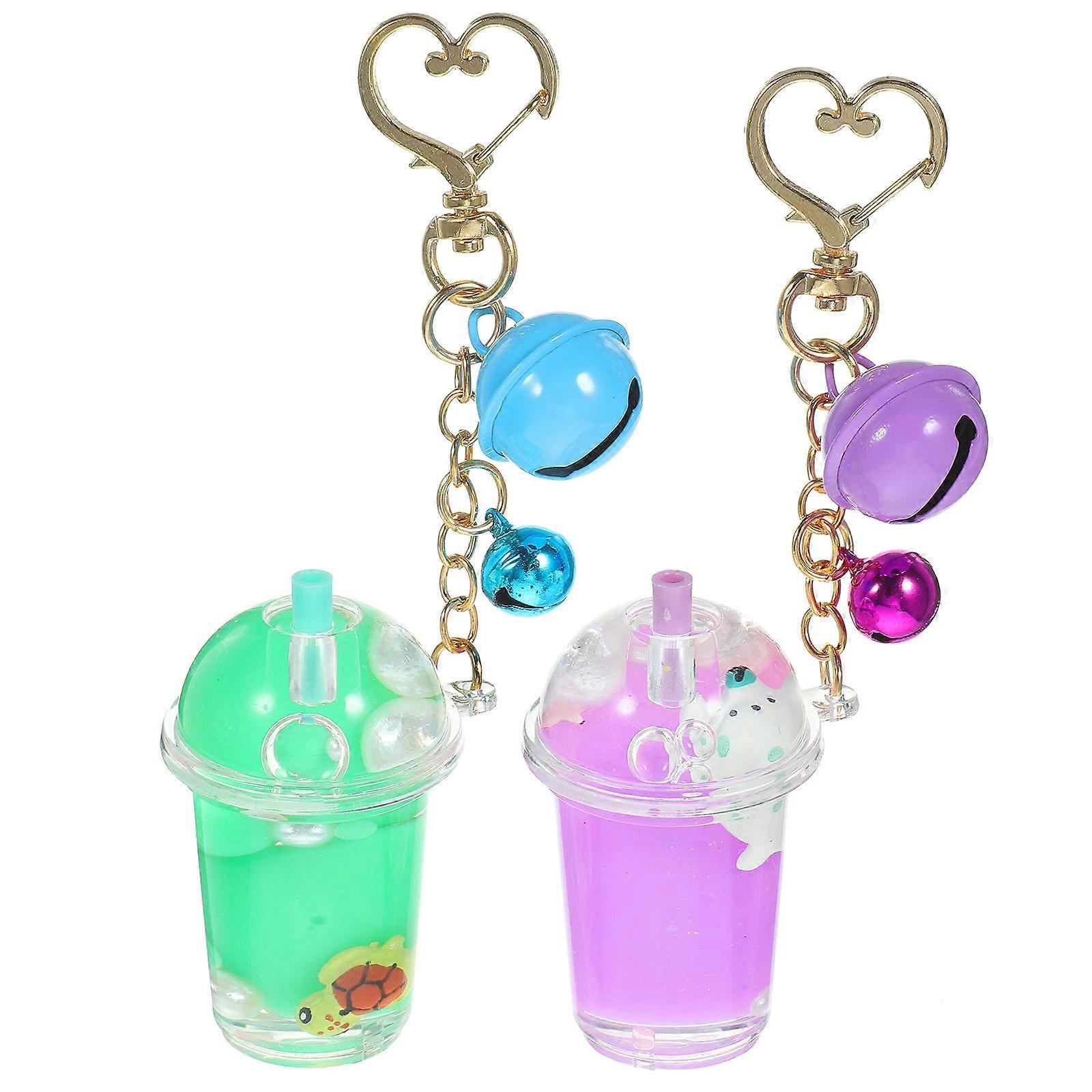 2pcs Milk Bottle Keychains Bell Keyrings Unique Bag Pendants Stylish Key Rings For All Ages