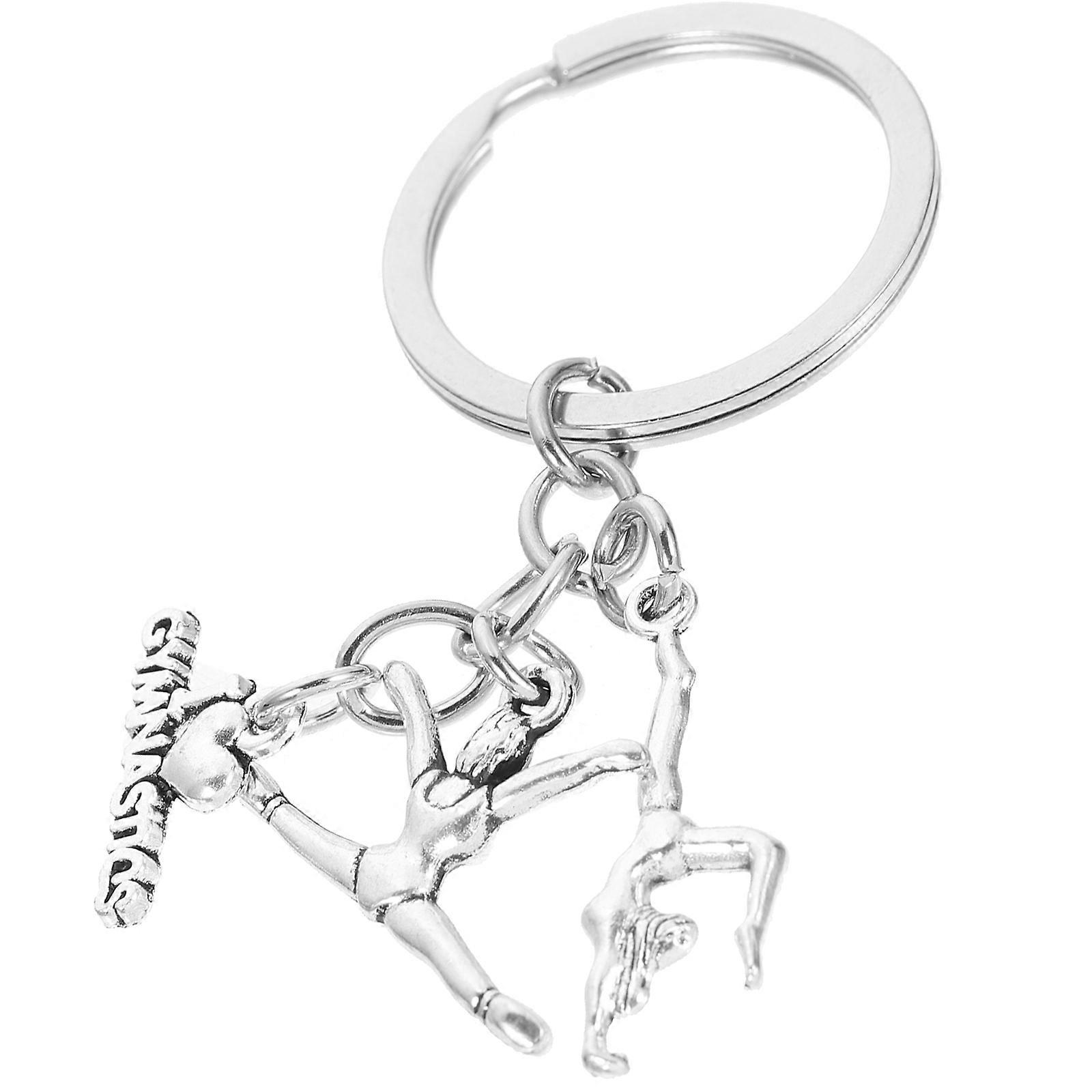 Gymnastics Inspired Keychain Decorative Bag Accessory with Alloy Material and Silver Color