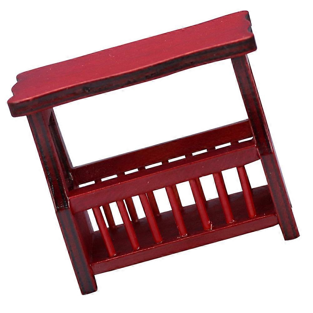 Retro Tea Table Model for Dollhouse Adornment Perfect for Miniature Furniture Red Synthetic Material