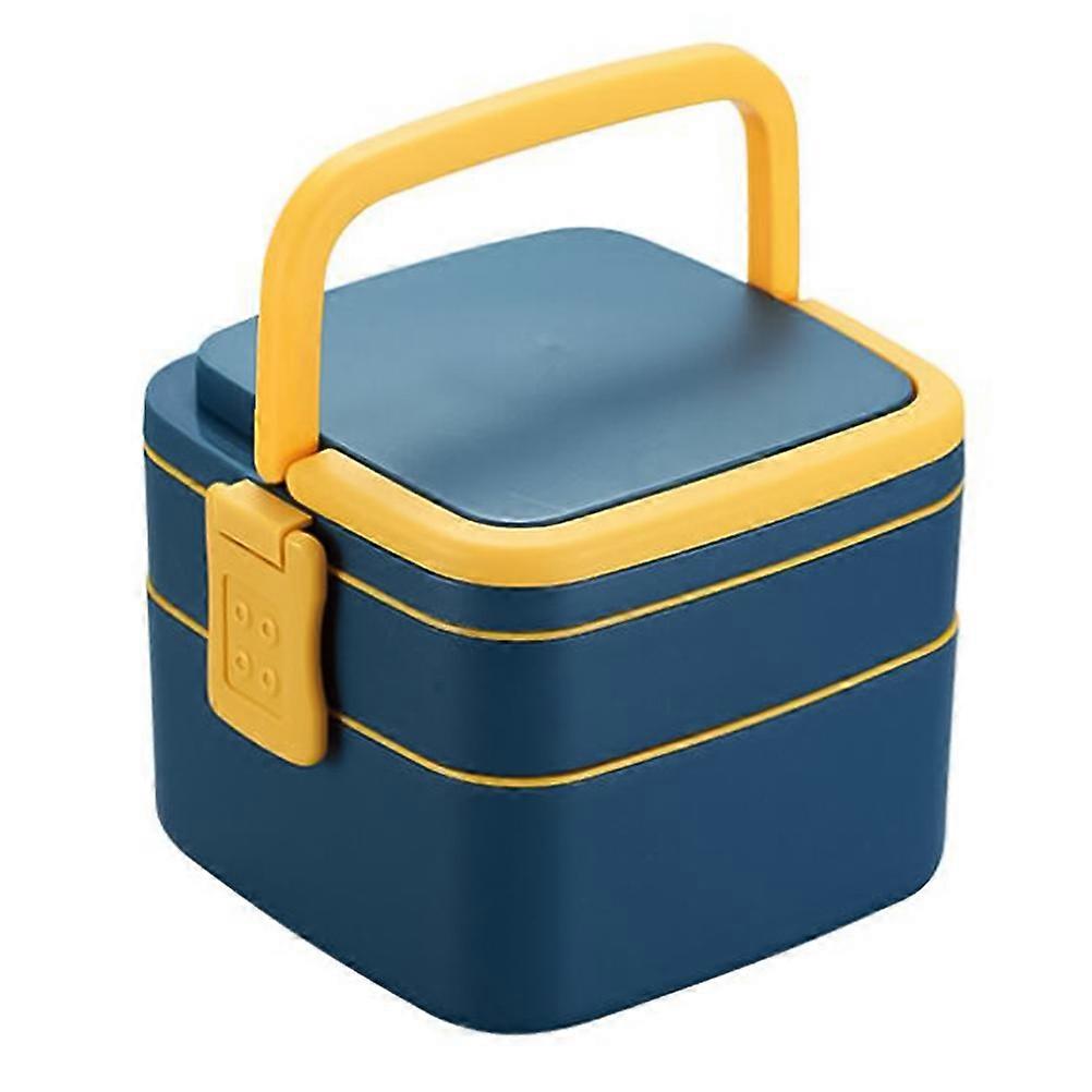 Layered Lunch Box Meal Holder 1.3L Square Shape For Family Use Microwavable 1Pack