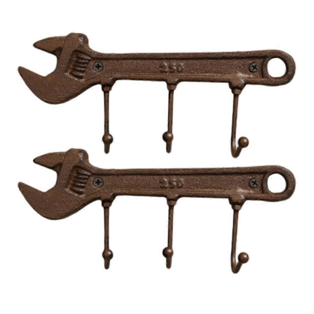 Bathroom Hooks Wall Hangers Vintage Wrench Shape Iron Door Hook for Hallway Bedroom 2Pack