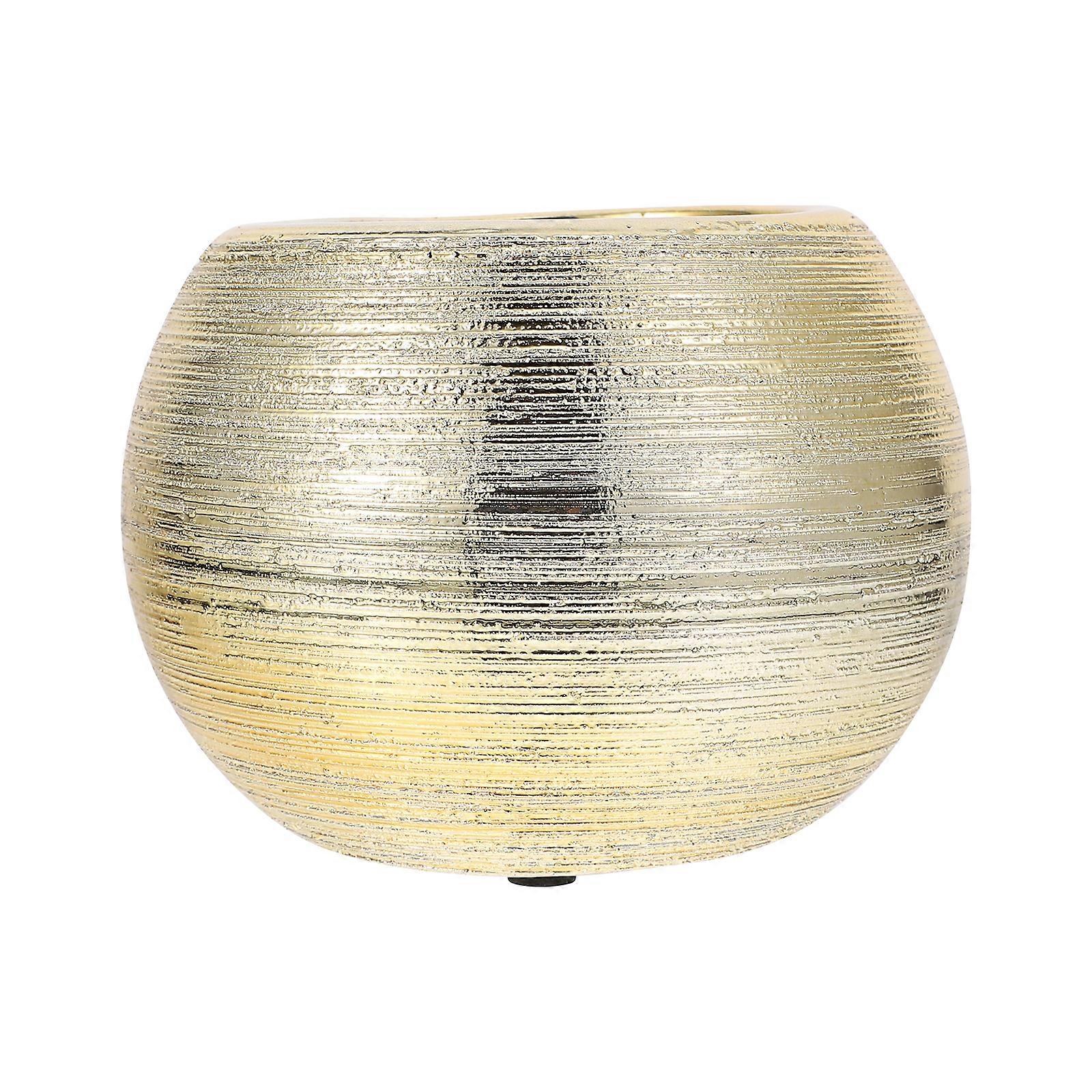 Special Shaped Vase Dried Flower Container Golden Round Nordic Style 13x10cm