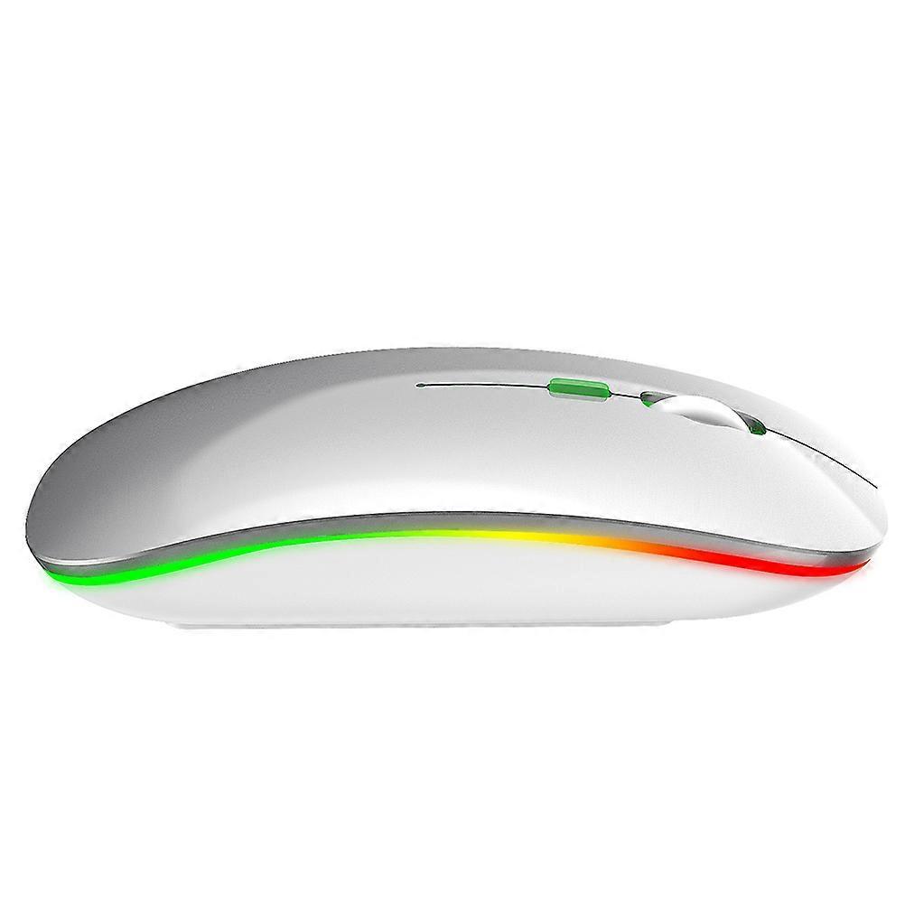 Silent Computer Mouse Wireless Rechargeable Ergonomic For Home Office Silver 1Set