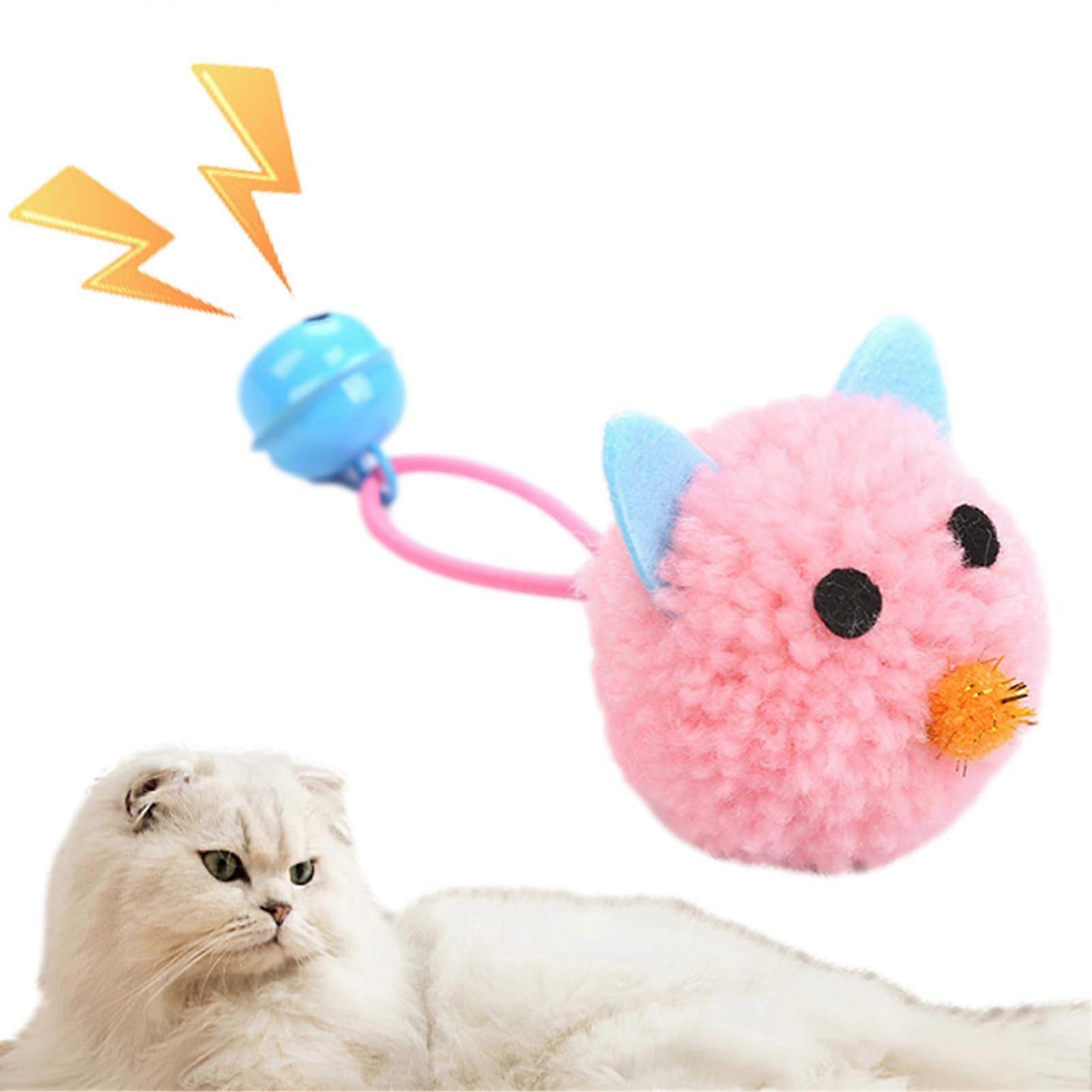 Cat Mouse Toy | Interactive Plush Mouse Toy with Bells for Indoor Cats | Bite-Resistant Exercise Toy for Small Pets in Rose
