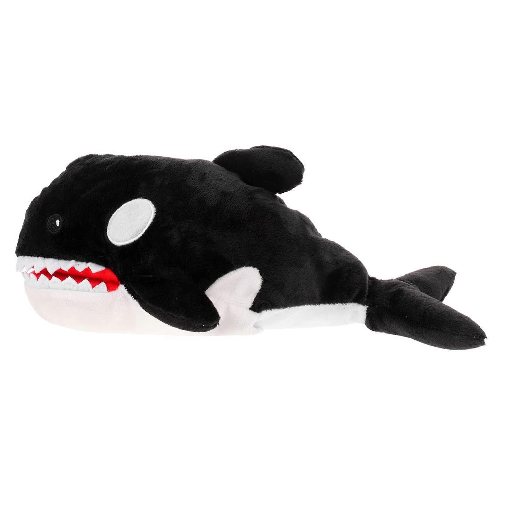 Movable sea animal hand puppet made of plush, cute whale and shark figures for creative storytelling and educational use for young girls and toddlers.