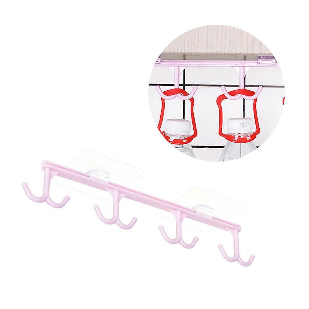 Wardrobe Clothes Organizer Multi-Function Hooks Pink 25.8x7.5x5 Cm S-Shape Track Design For Kitchen Utensils 1Set