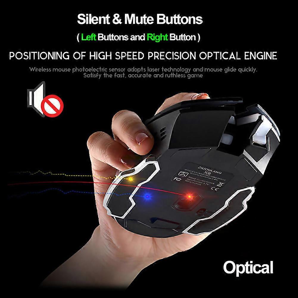 Rechargeable X8 Wireless Game Mouse Silent LED Backlit USB 1800DPI Optical Ergonomic Gaming Mouse