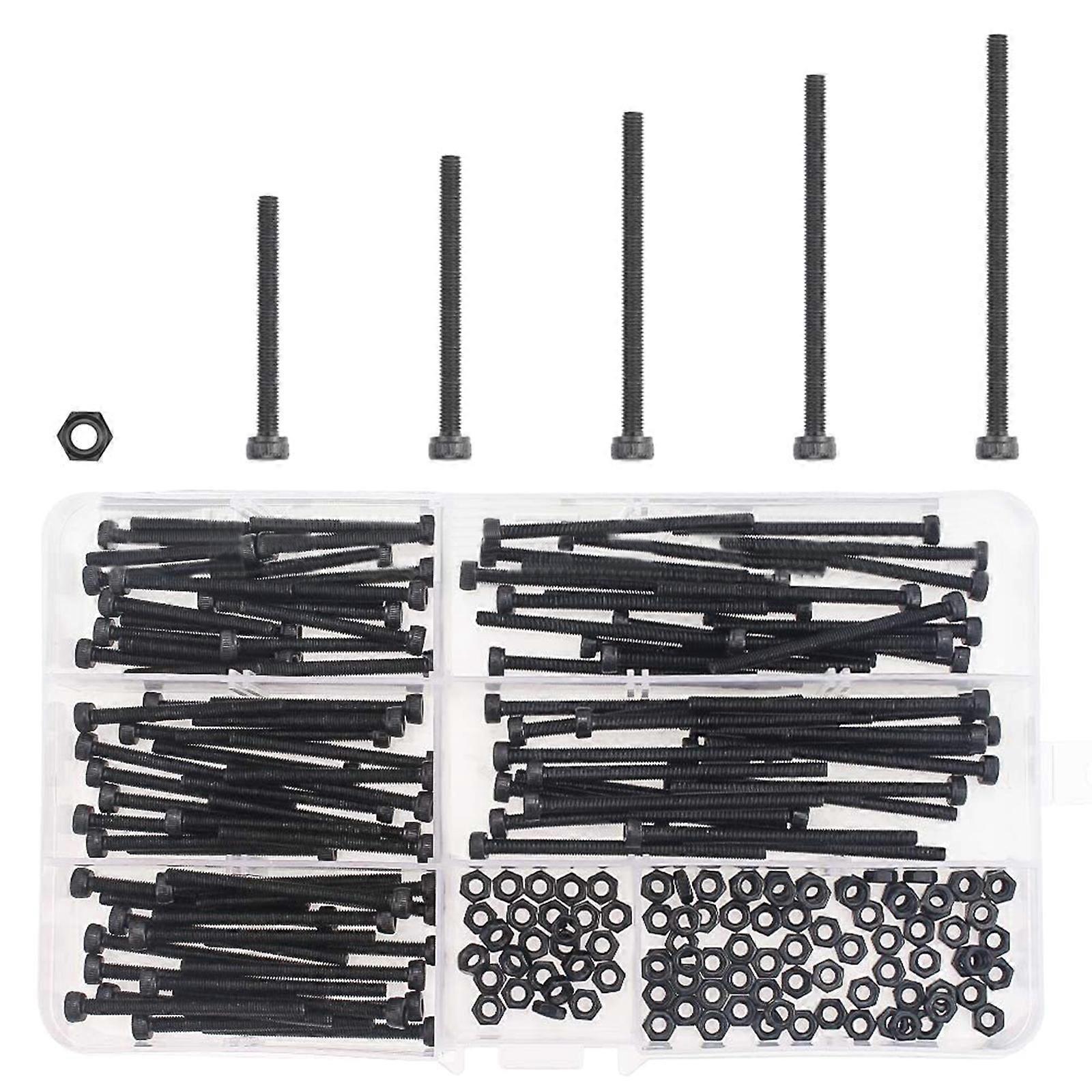 200pcs Stainless Steels Machine Screws Nut and  Bolt Replacement Socket Head Caps Screws Hardware Assortment Set Multicolor