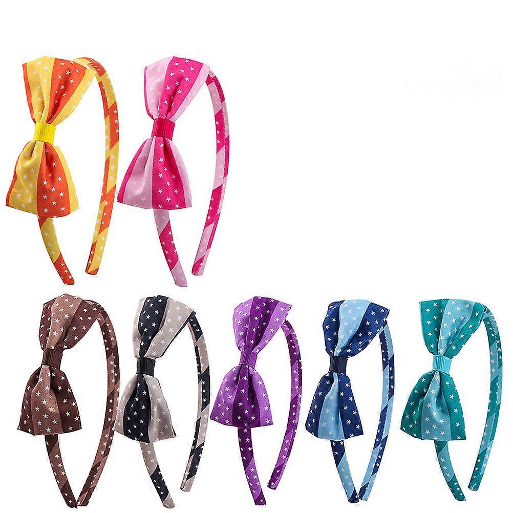 Fashion Women Hair Bands with Cute Bowknot Design Assorted Color Cloth Material Great for Decor 7 Pieces