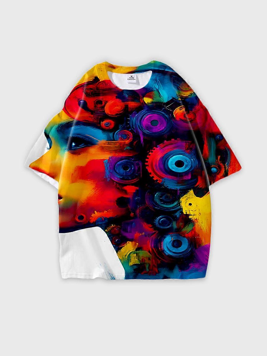 T-shirt round neck Pattern loose short sleeve B737