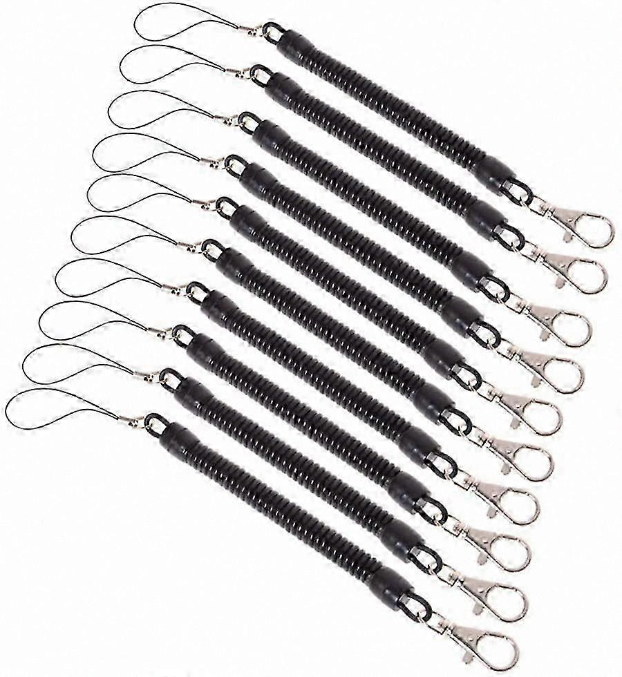 Black Spring Rope Keychains, 10-Pack