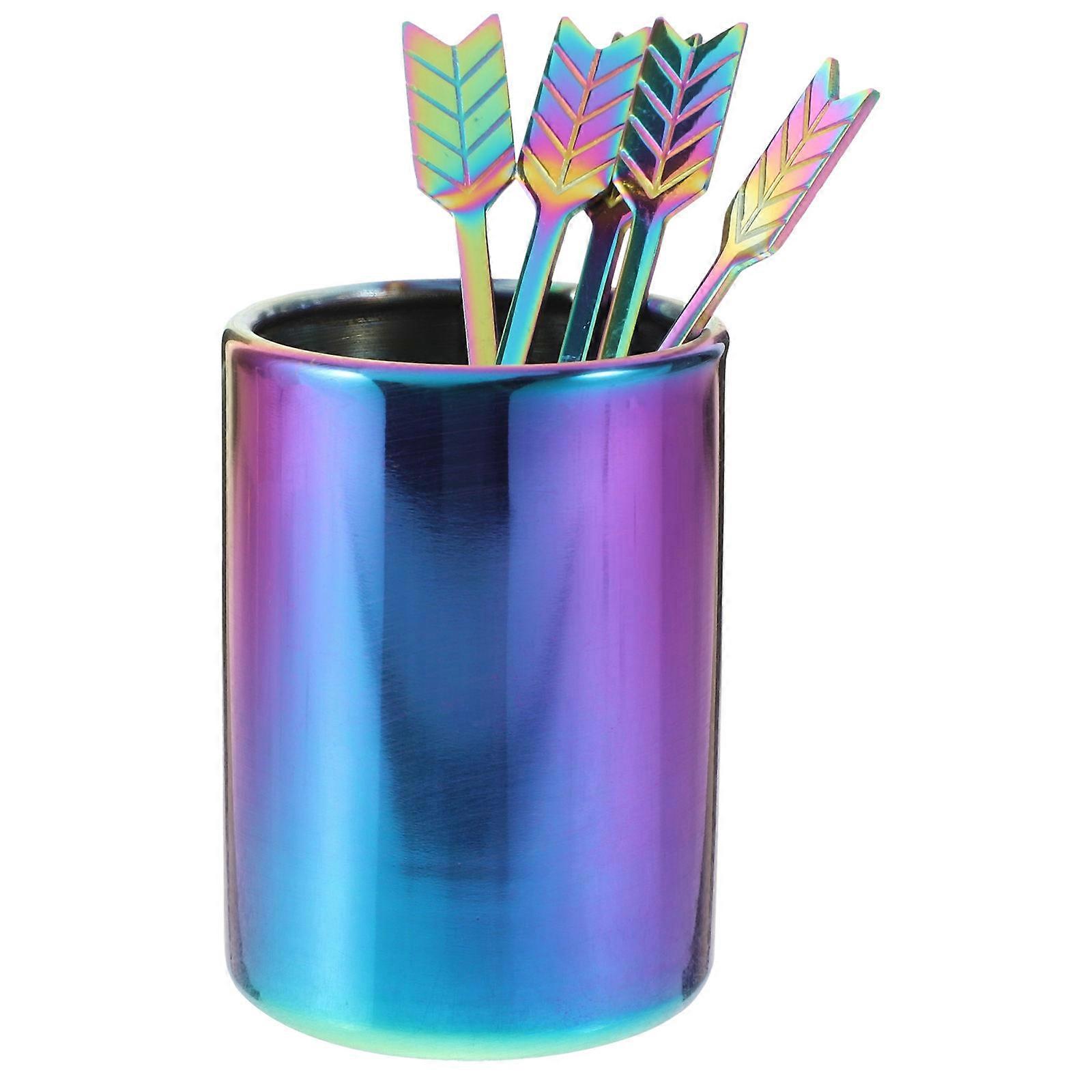 1 Set Stainless Steel Coffee Beverage Stirrers for Cocktail Drink with Swizzle Stick and Stirrers Holder