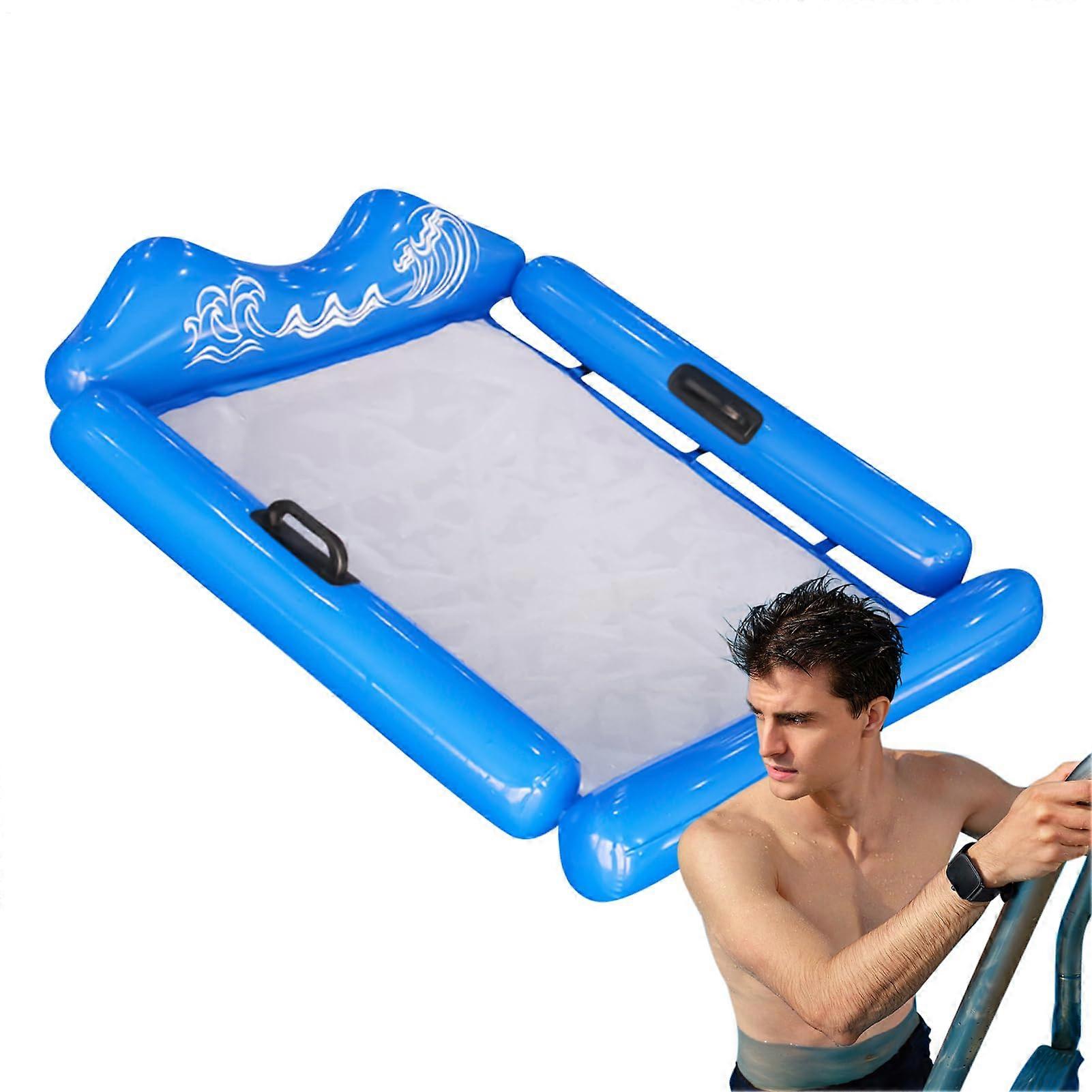 Water Hammock, MultiPurpose Inflatable Pool Floats, Comfortable Tanning Lounger for River, Sea, Lake, Backyard, Family, Poolside Blue