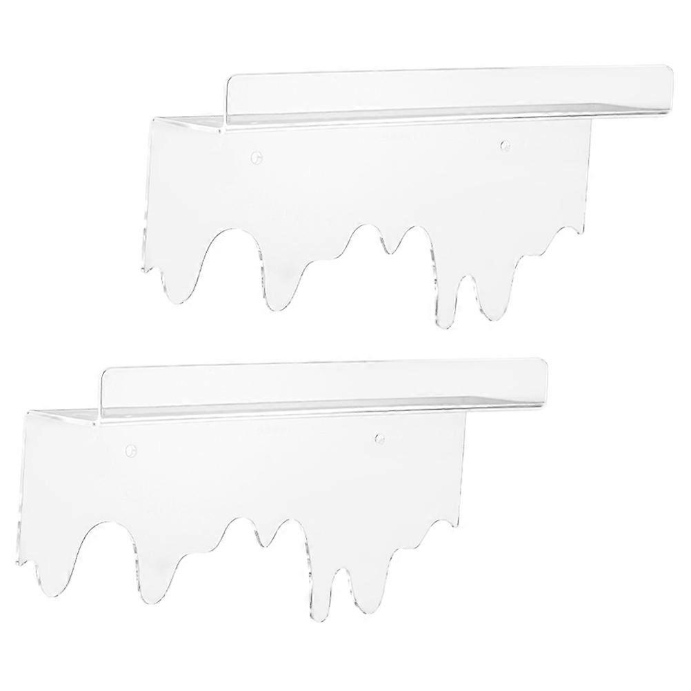Transparent Floating Shelves for Home Use Sturdy Material Wall Mounted Storage Rack 2 Pcs