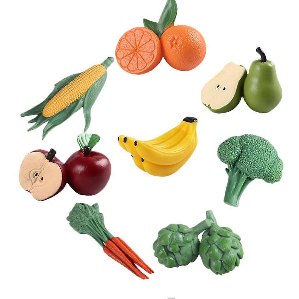 Mini Artificial Vegetables and Fruits Decoration Set of 8pcs for Home Office Realistic Plastic Props