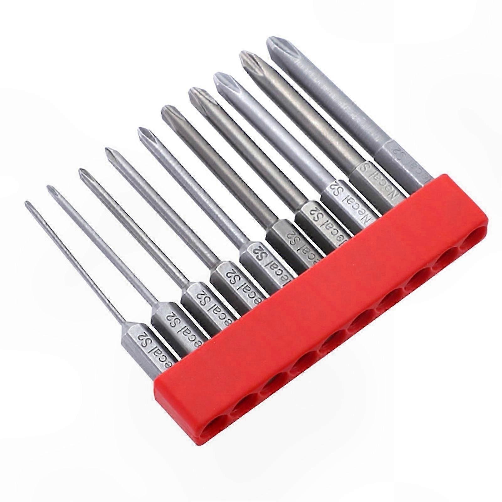 10-Piece Magnetic Screwdriver Bit Set, 1/4" Hex Shank, High Hardness, Cross Design for Versatile Use with Electric Drills
