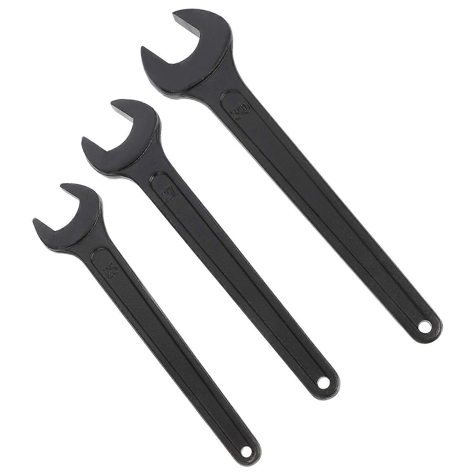 Black Steel Single Head Spanner for Home Use with Hanging Hole and Ergonomic Design 3pcs