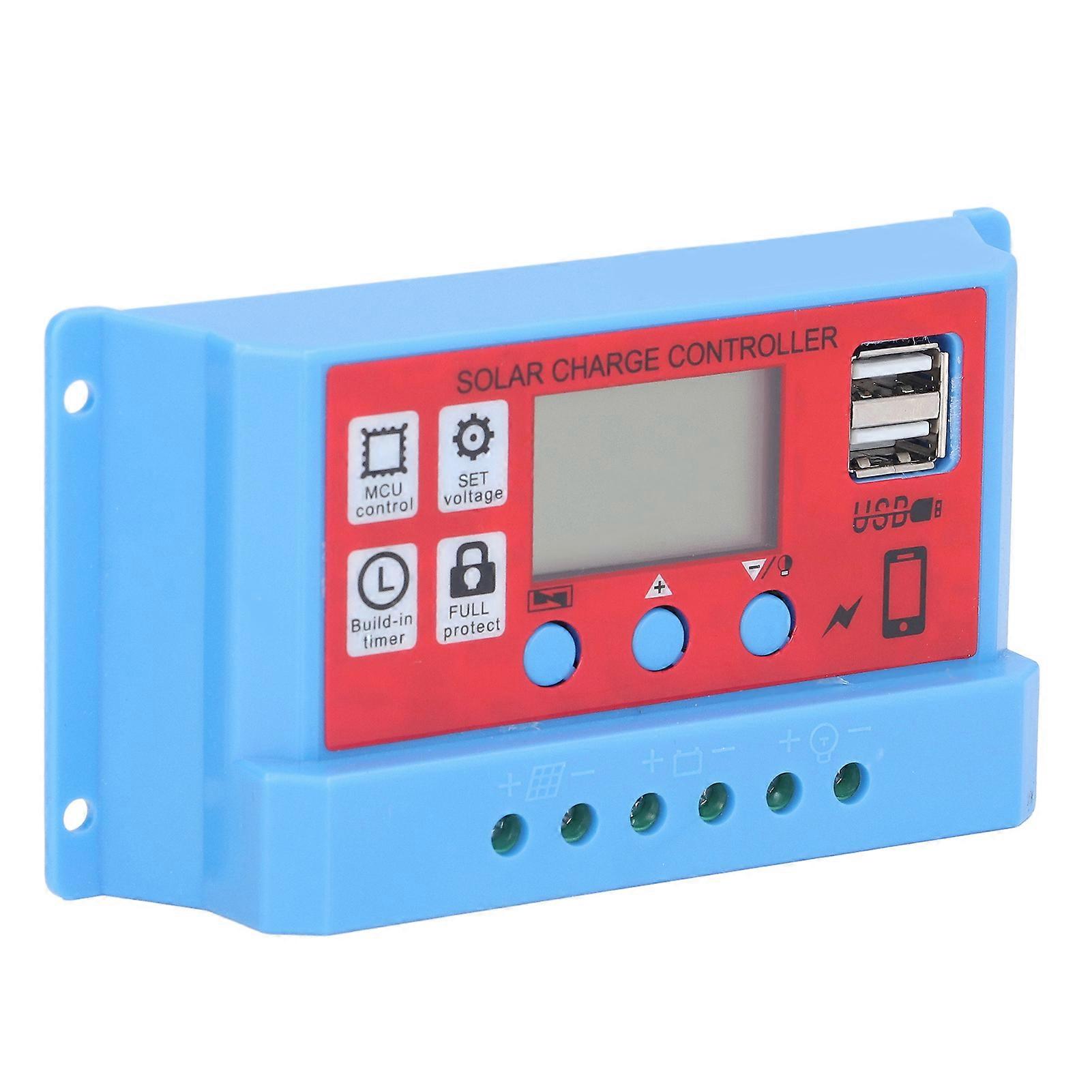 12V / 24V Solcellepanel Ladekontroller 3-trinns PWM Fotovoltaisk Lader Kontroller LCD-skjerm20A 