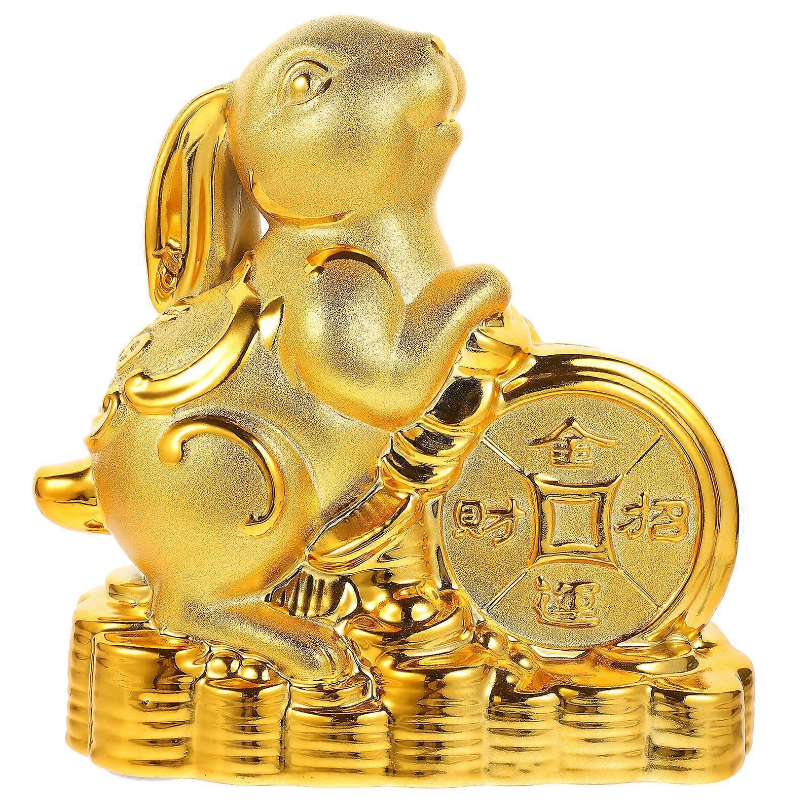 Cute Rabbit Shaped Coin Container Designed For Both Decoration And Coin Storage For Kids In Golden Color 1Pcs