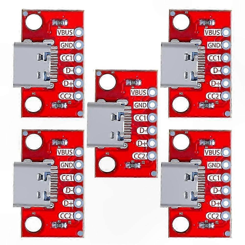 5-Pack USB Type-C Breakout Board for Serial Connections Basic Adapter Module