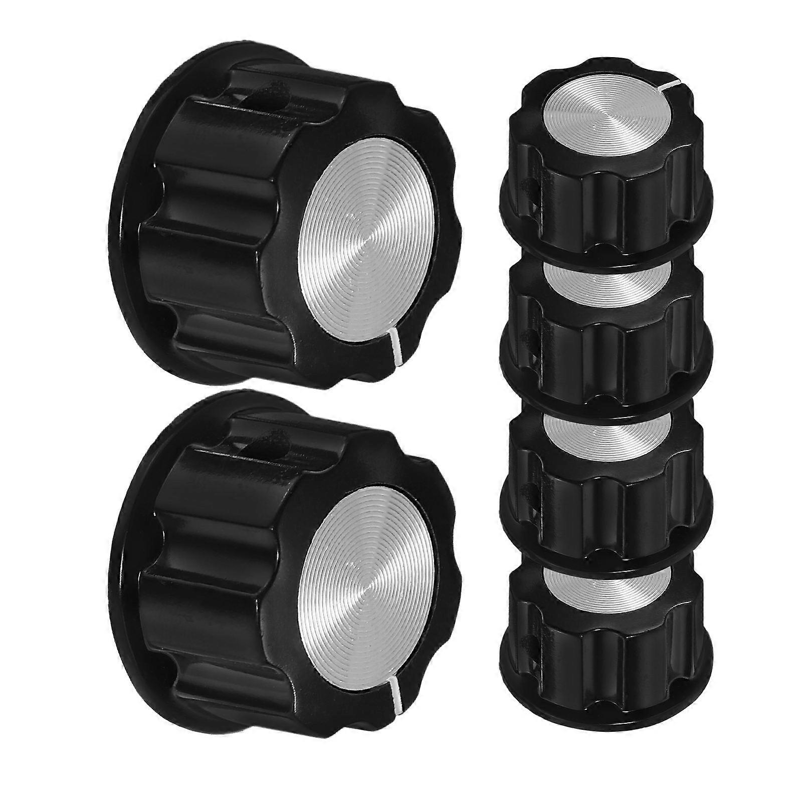 6pcs Replacement Guitar Volume Control Knobs for Speaker Black Aluminum Alloy Precise Control M6