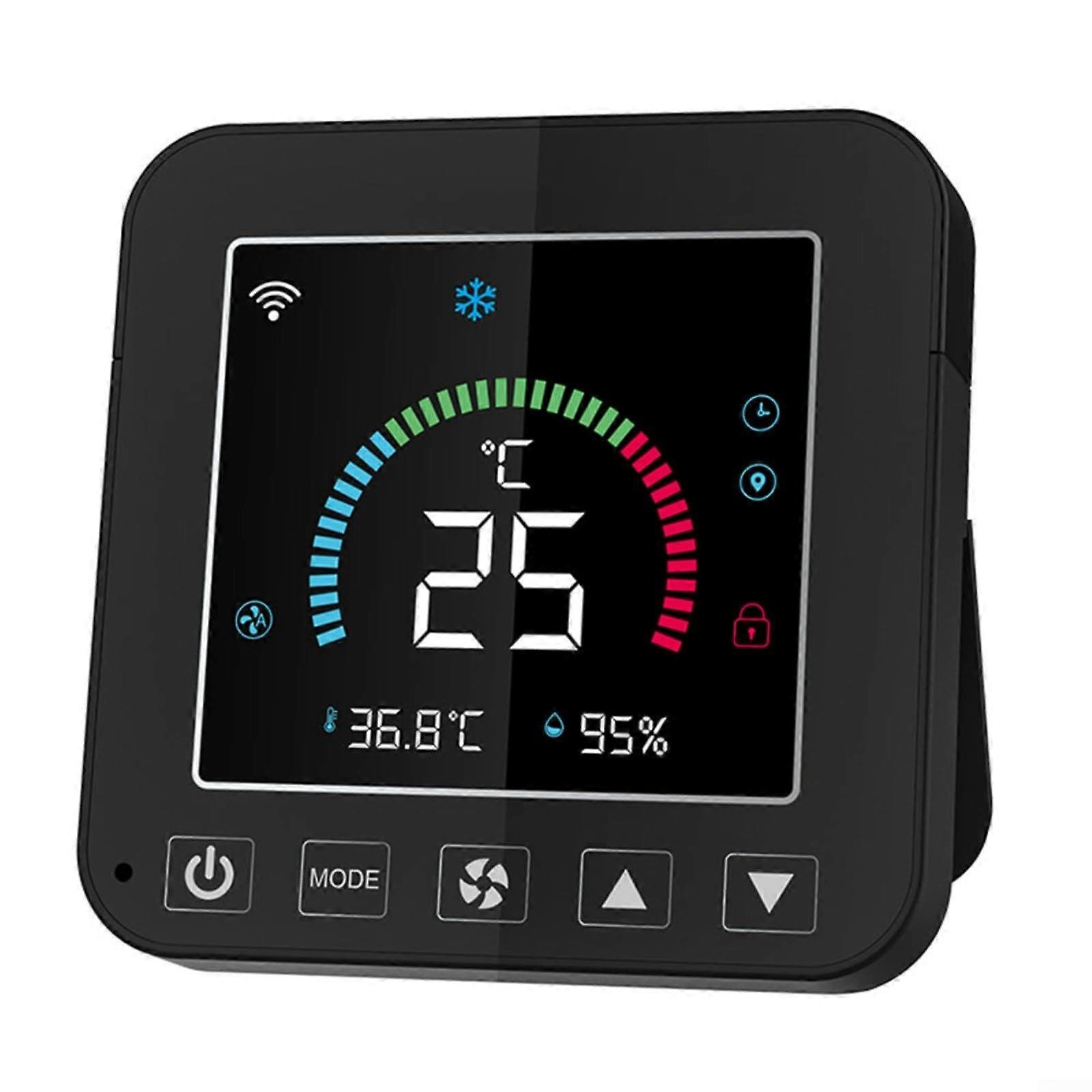 WiFi Smart Temperature and Humidity Infrared Thermostat, Color LCD Screen, App Remote Control, Child Lock, Black