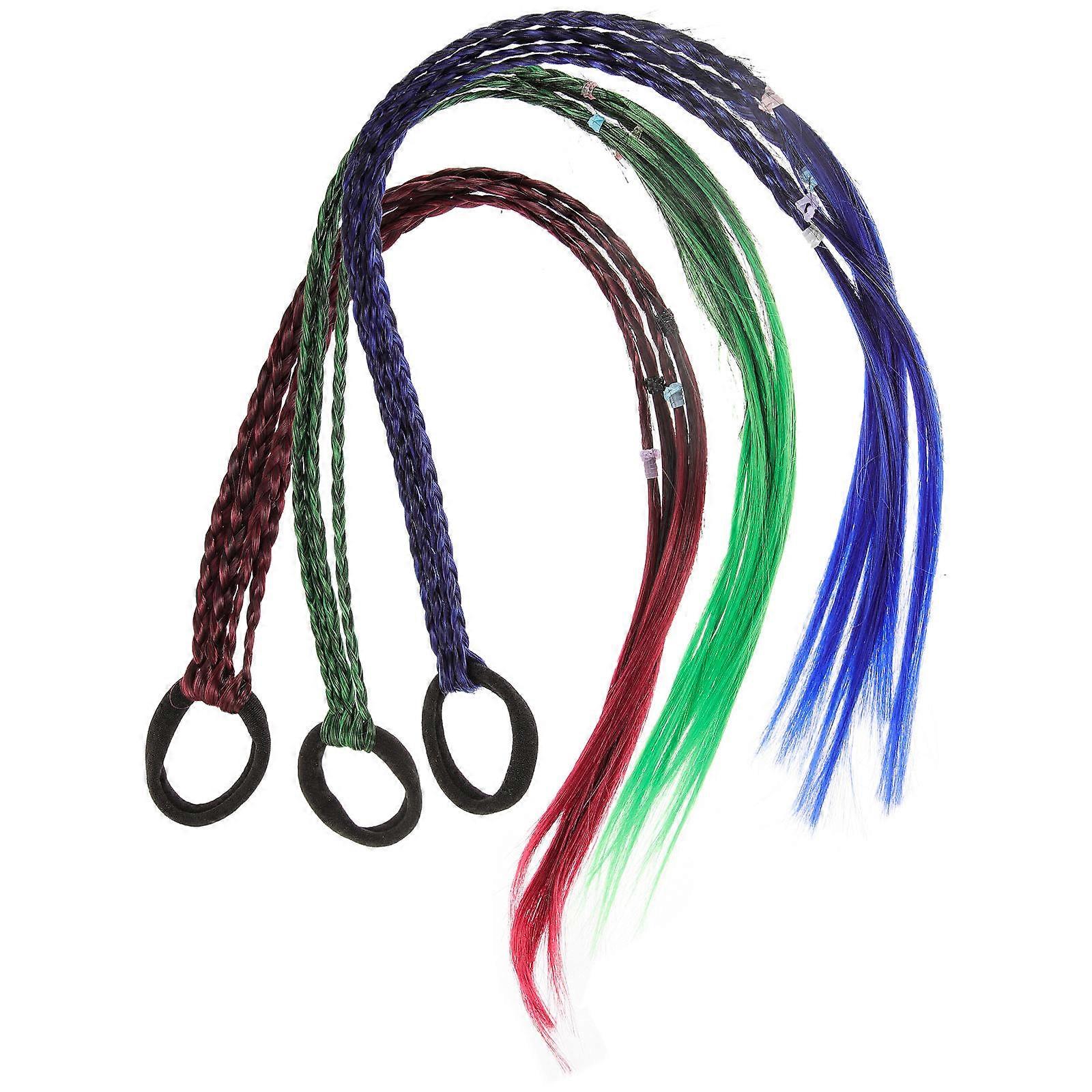 3pcs Braided Ponytail Extensions with Rubber Bands Lightweight Hair Ties for Stylish, Volume Enhancing Hairstyles for Women