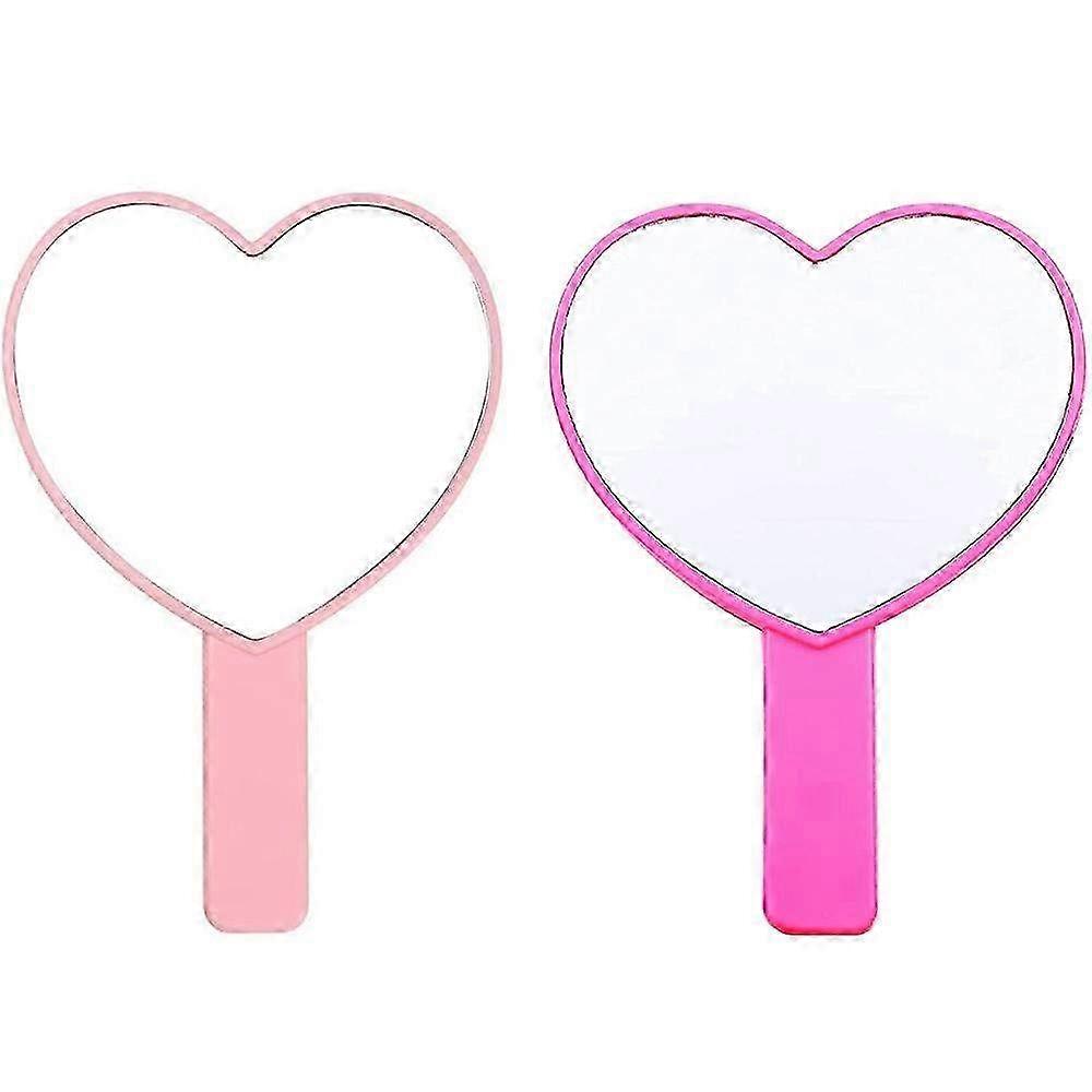 Heart-Shaped Handheld Travel Mirror with Handle - Compact Cosmetic Hand Mirror for Easy Touch-Ups on the Go