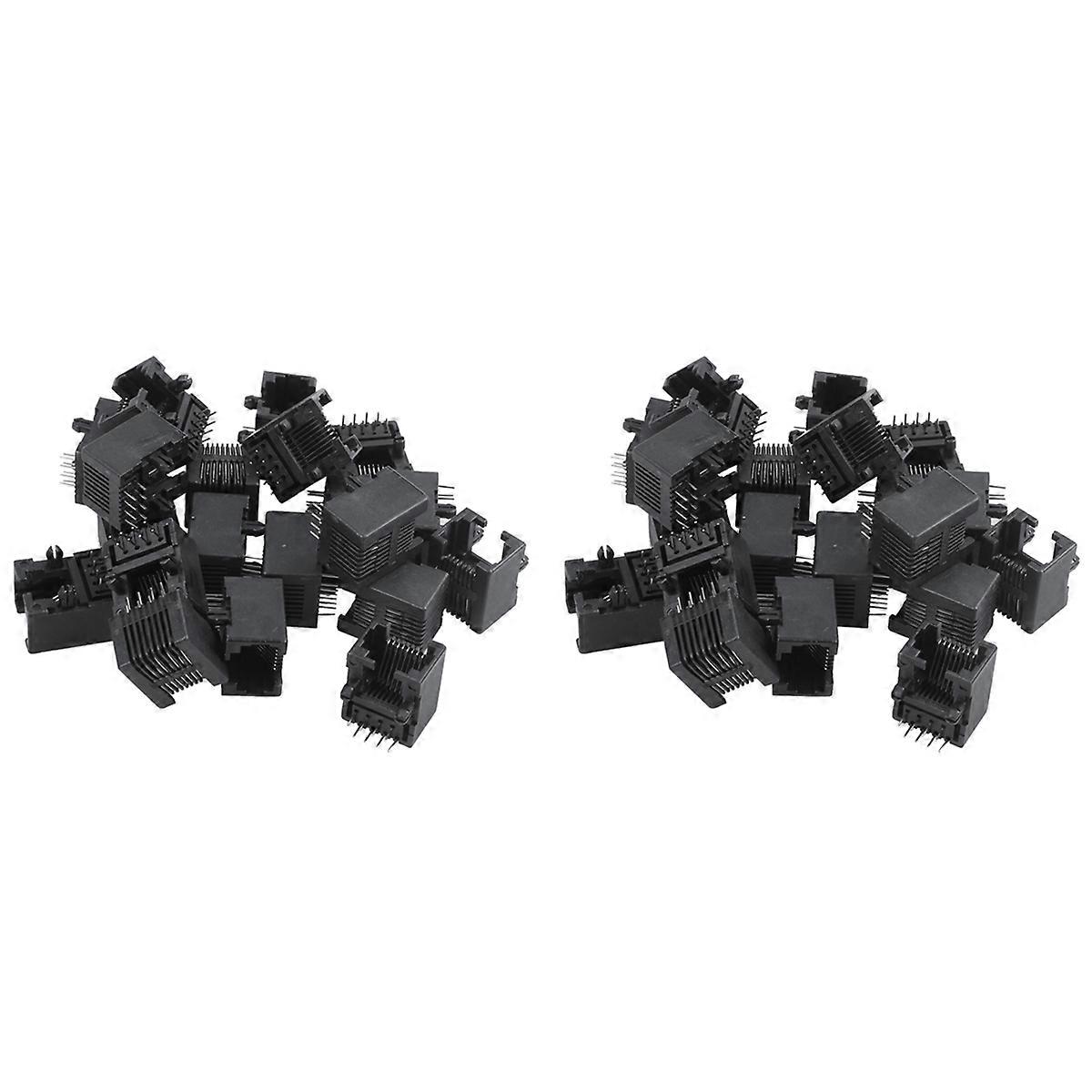 40Pcs Rj45 8P8C Computer Internet Network Pcb Jack Socket Black