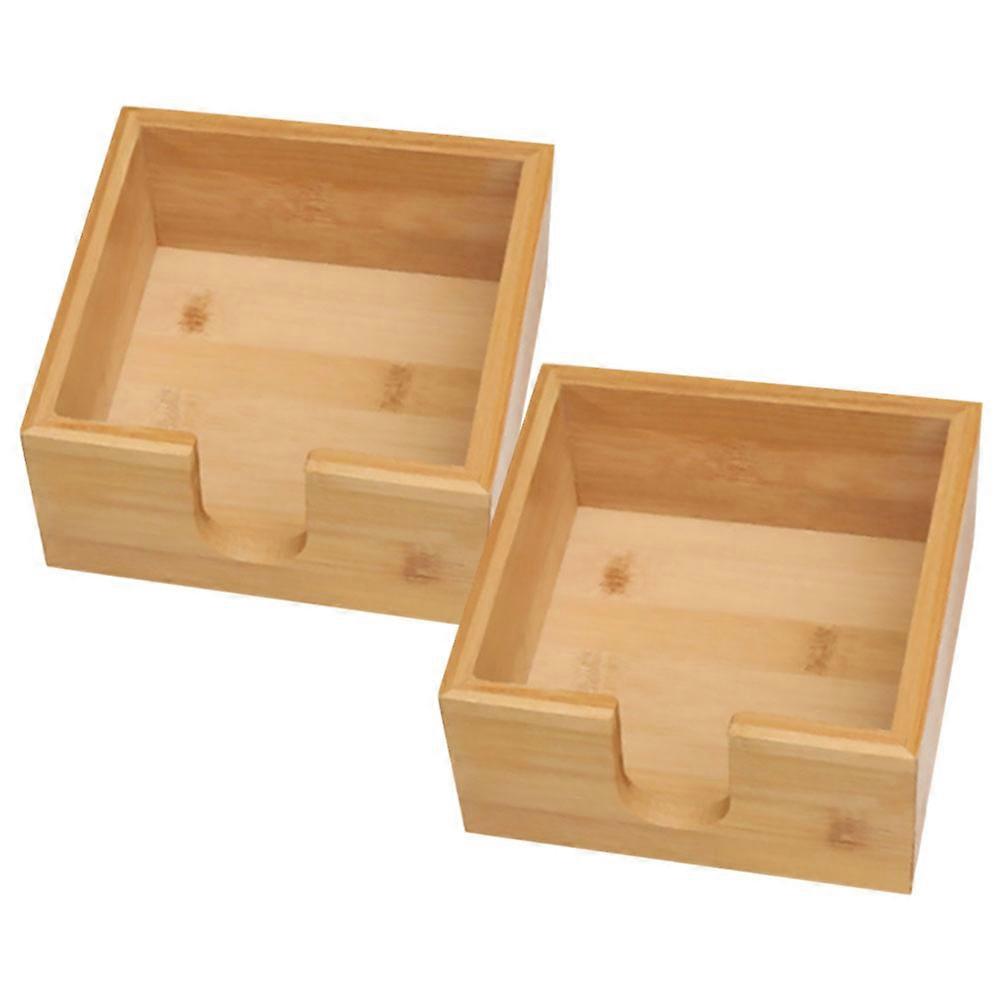Bamboo Tissue Box Holder for Storage Use Simple and Stylish Khaki Color Fits Rectangular Tissues 2 Pcs