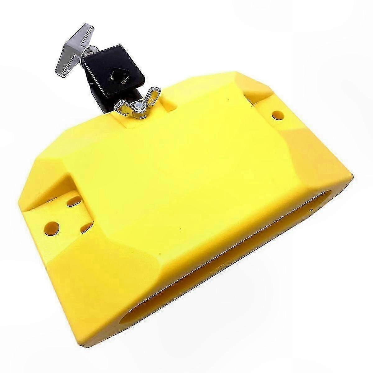 Musical Instrument Plastic Drum Block with 3-Sided Mount Medium Pitch Yellow