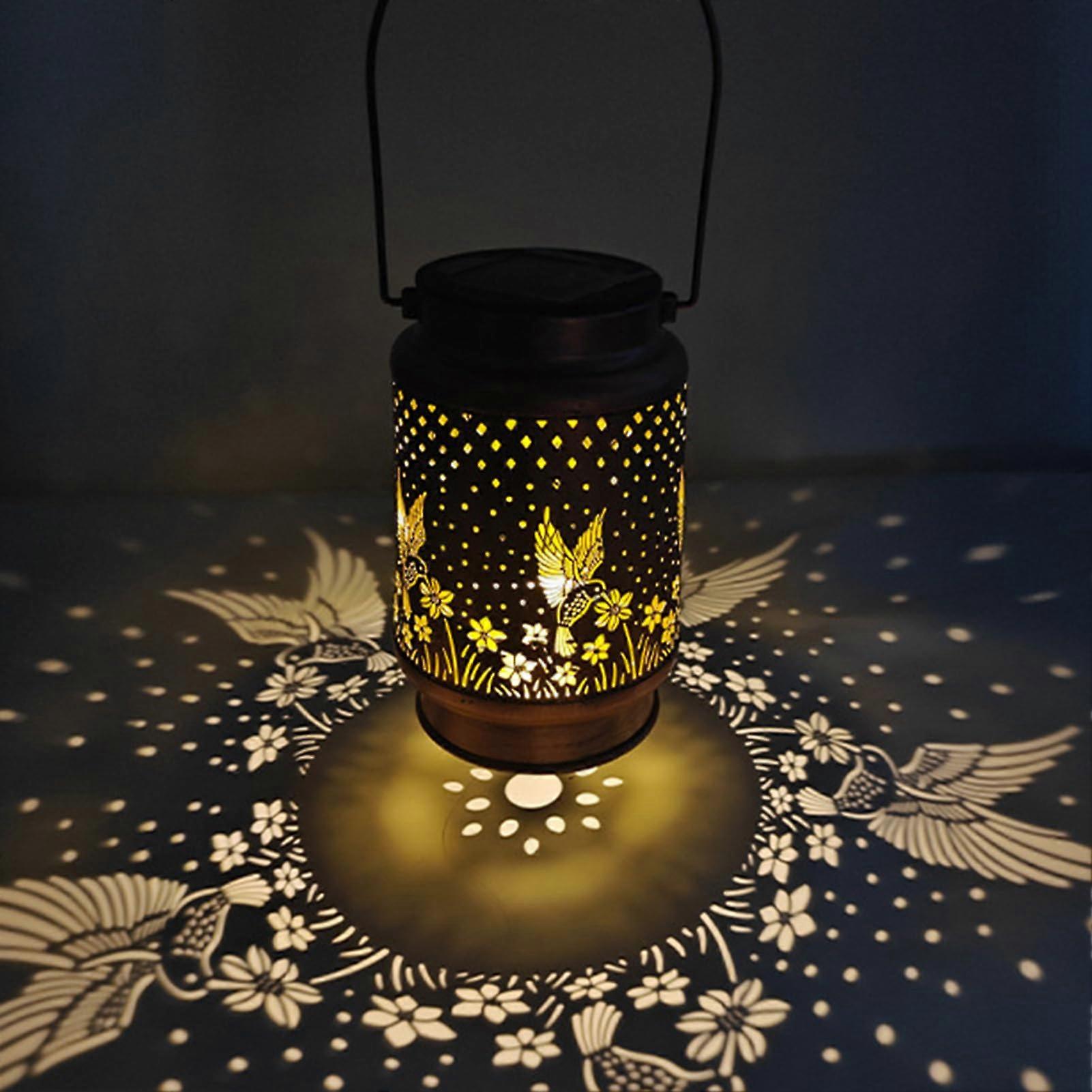 Solar Outdoor Light, Hanging Garden Lights, Waterproof Light with Hole Pattern for Pathway Garden Terrace Courtyard Decoration