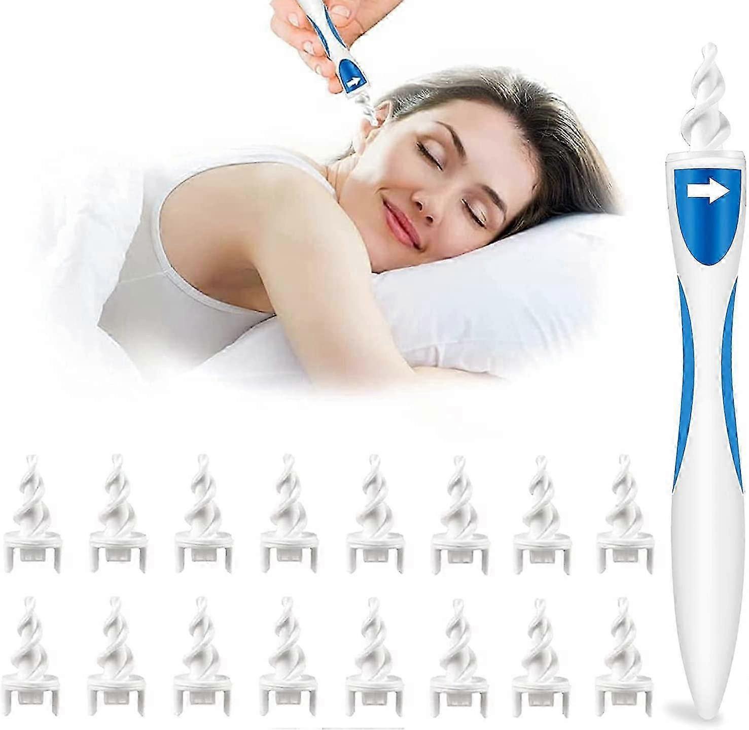 Silicone Ear Wax Remover Tool with 16 Soft Replacement Heads Safe Reusable Spiral Ear Cleaner for Earwax Removal
