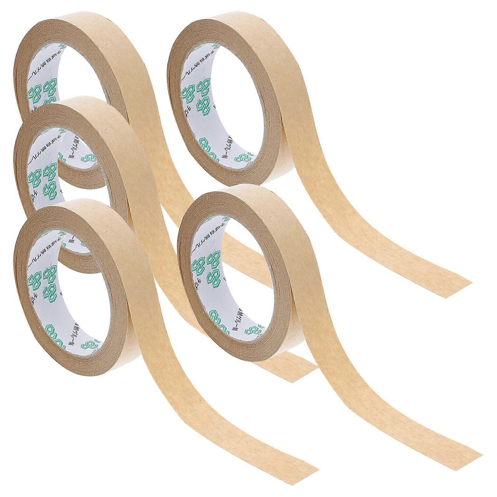5 Pcs Kraft Paper Tape for Package Use Waterproof and Tearable Light Brown 5pcs