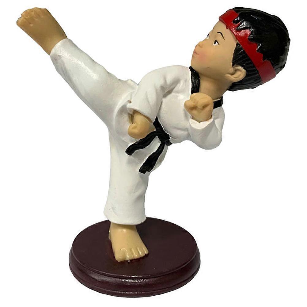 Taekwondo Boy Resin Ornament Multi Color Handcrafted Decor for Garden Table or Shelf Display