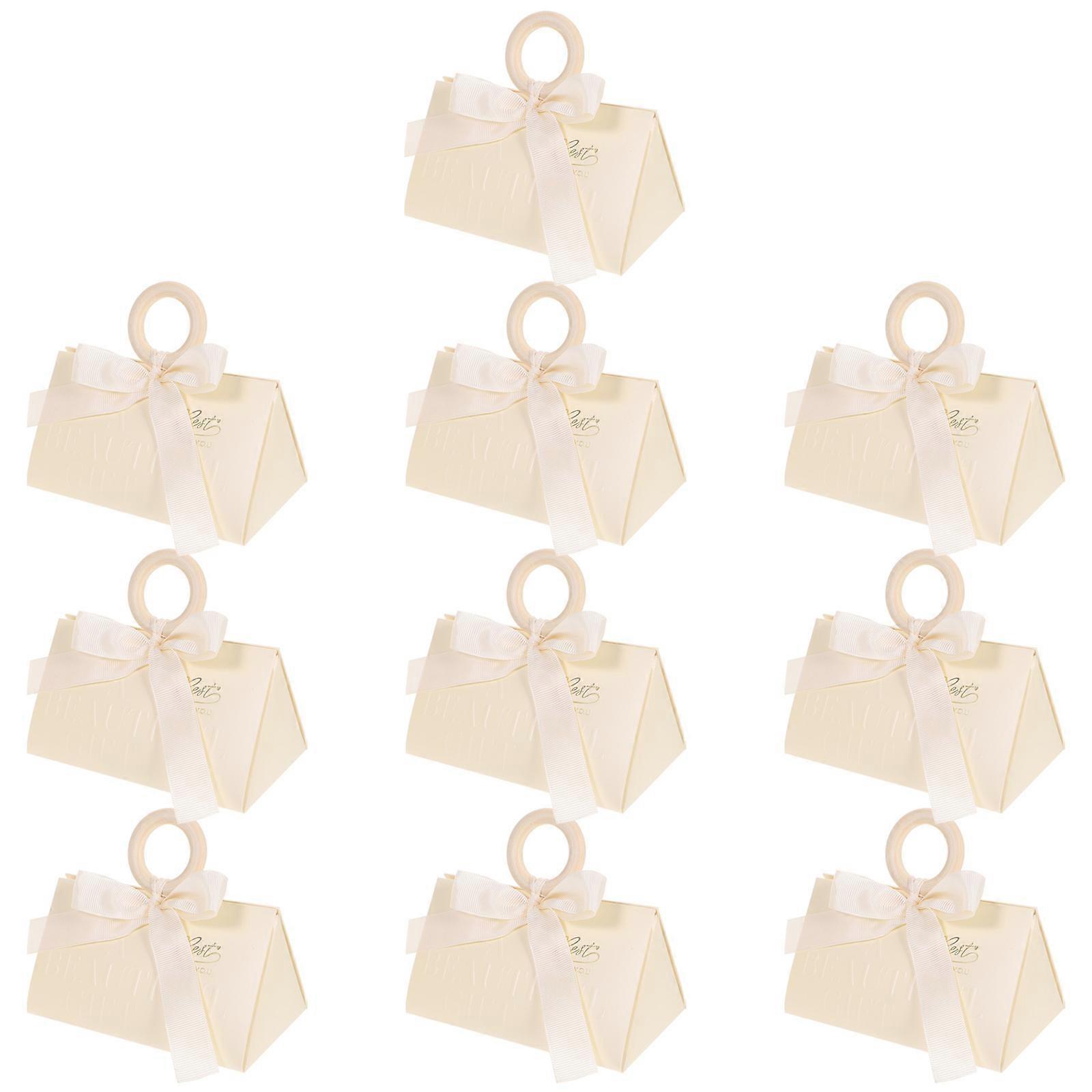 White Paper Gift Boxes with Handles for Storage Use 10 Pieces 3.5 x 2.75 x 1.75 Inches