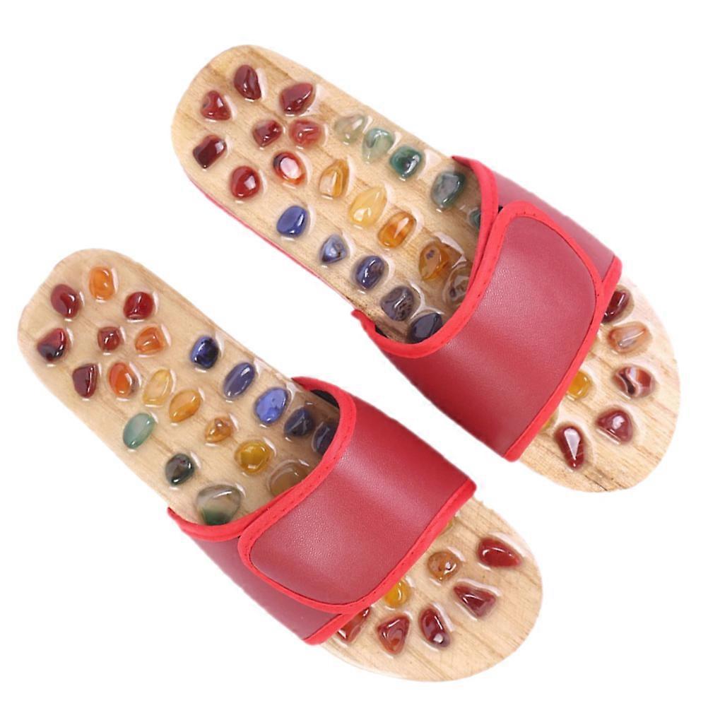 Foot Massagers Agate Sandals For Comfortable Wear Red Size 35 1 Pair Promoting Circulation