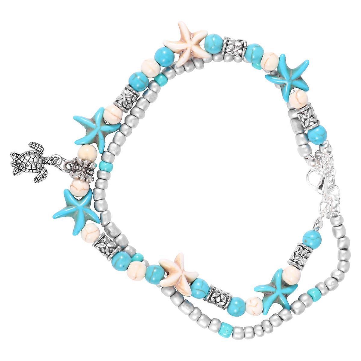 2Pcs Multi Color Beach Anklet For Women With Elephant Shape Adjustable Design Ideal For Holiday Travel