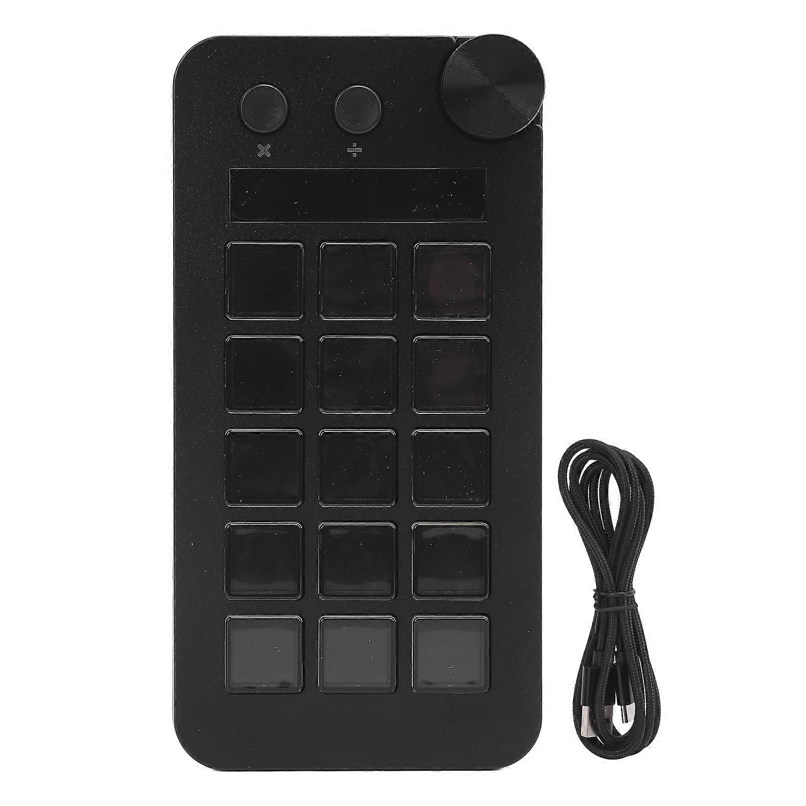 Stream Controller with Knob 15 Macro Keys Customizable Visual Keyboard Trigger Actions in Apps Software for PC
