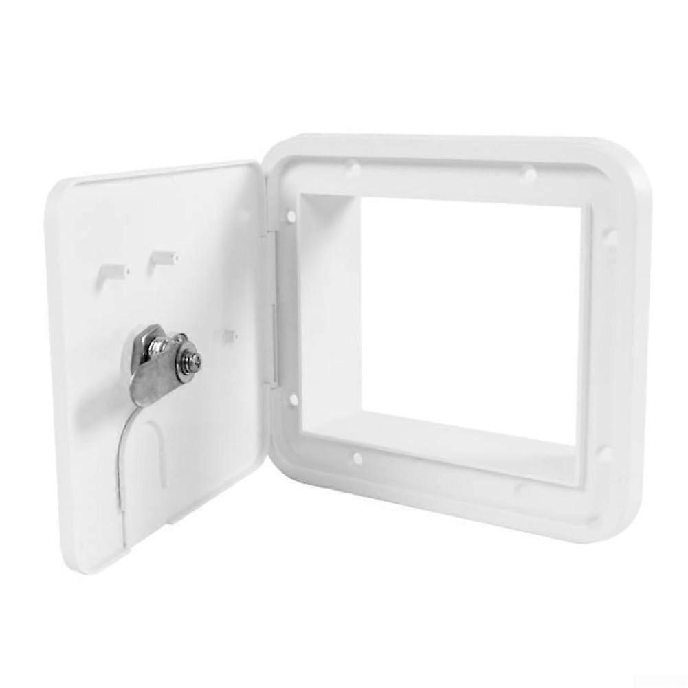 RV Plastic Small Hatch Inspection Door with Waterproof Lock, Power Cord, and Fuel Connector - White Modified Hatch