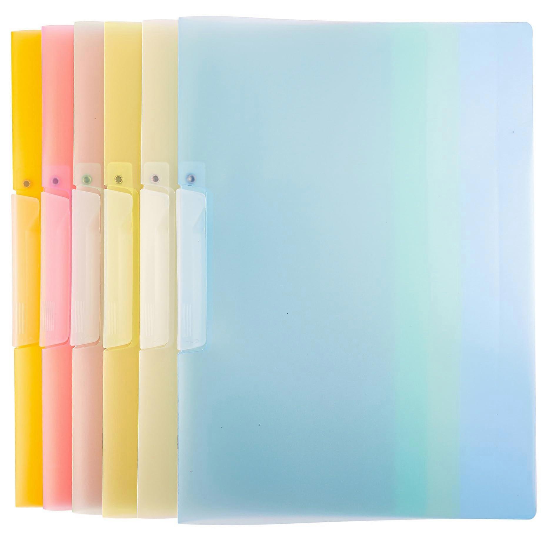Plastic Swing Clip A4 Report Folder File Folder With Clips, 6 Colors, 6 Pieces, Office Supplies