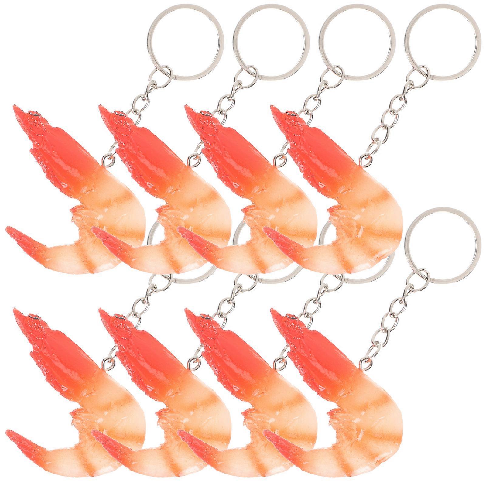 Simulation Shrimp Keychain 8Set Cute Key Organizer Shrimp Shape Multi for Diy Projects