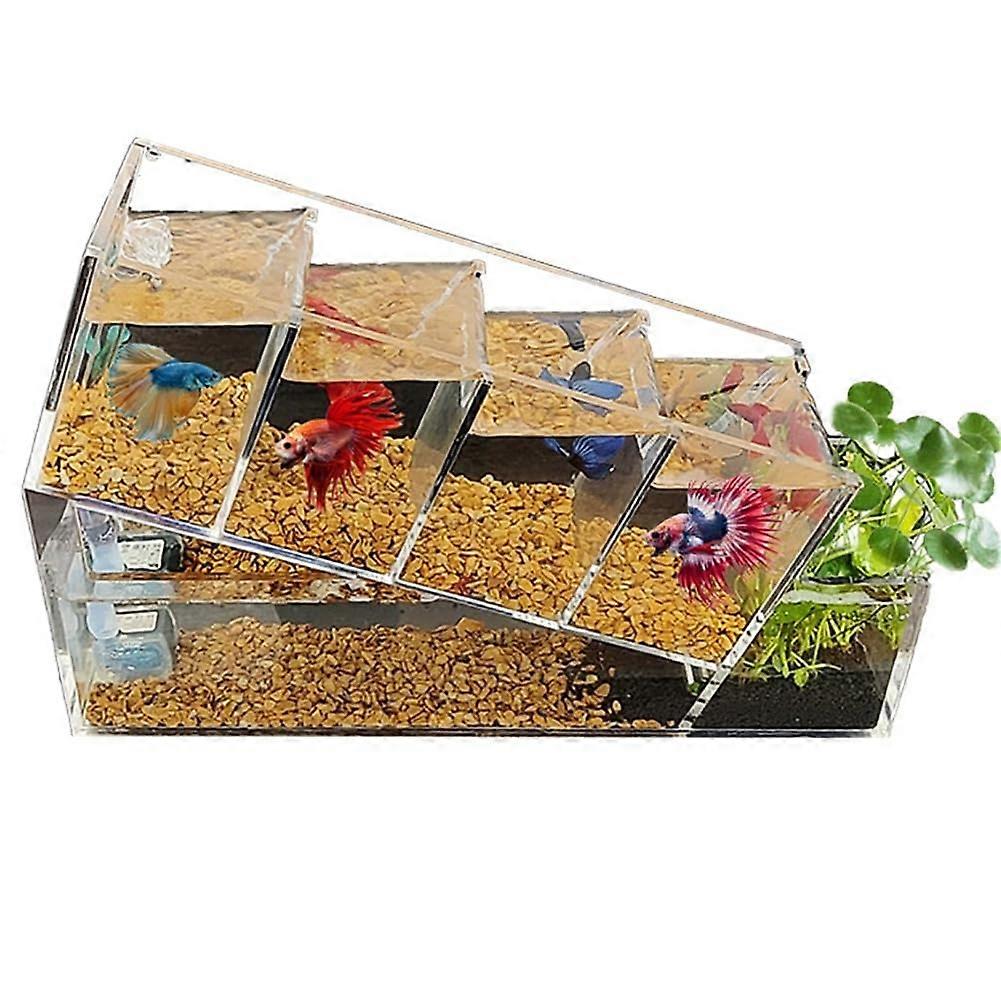 Acrylic Small Aquarium for Betta Fish, Transparent Stairs-Style Tabletop Tank, Ultra Clear 1.5 Gallon Fish Tank for Goldfish
